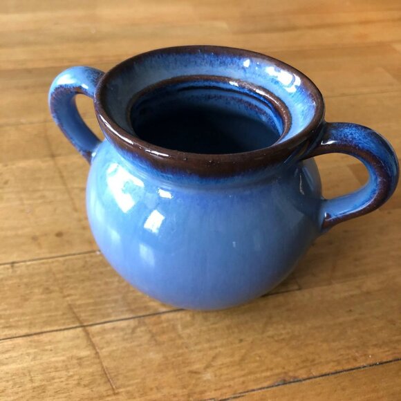 Pittsfield Pottery Vermont Handmade Ceramic Bowl w/ Handles Milky Blue Brown - Picture 8 of 8